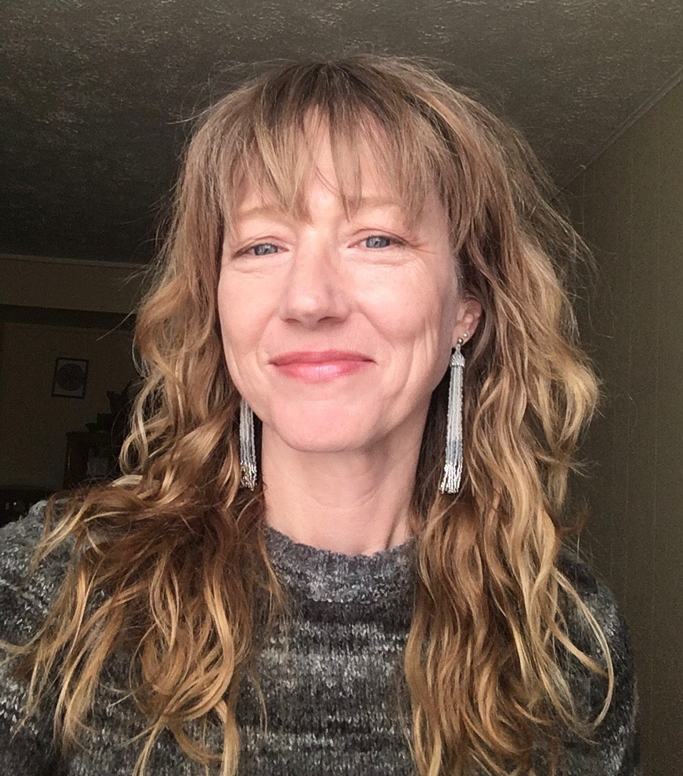 Super Long Tassel Earrings, Ghost Grey with Palladium