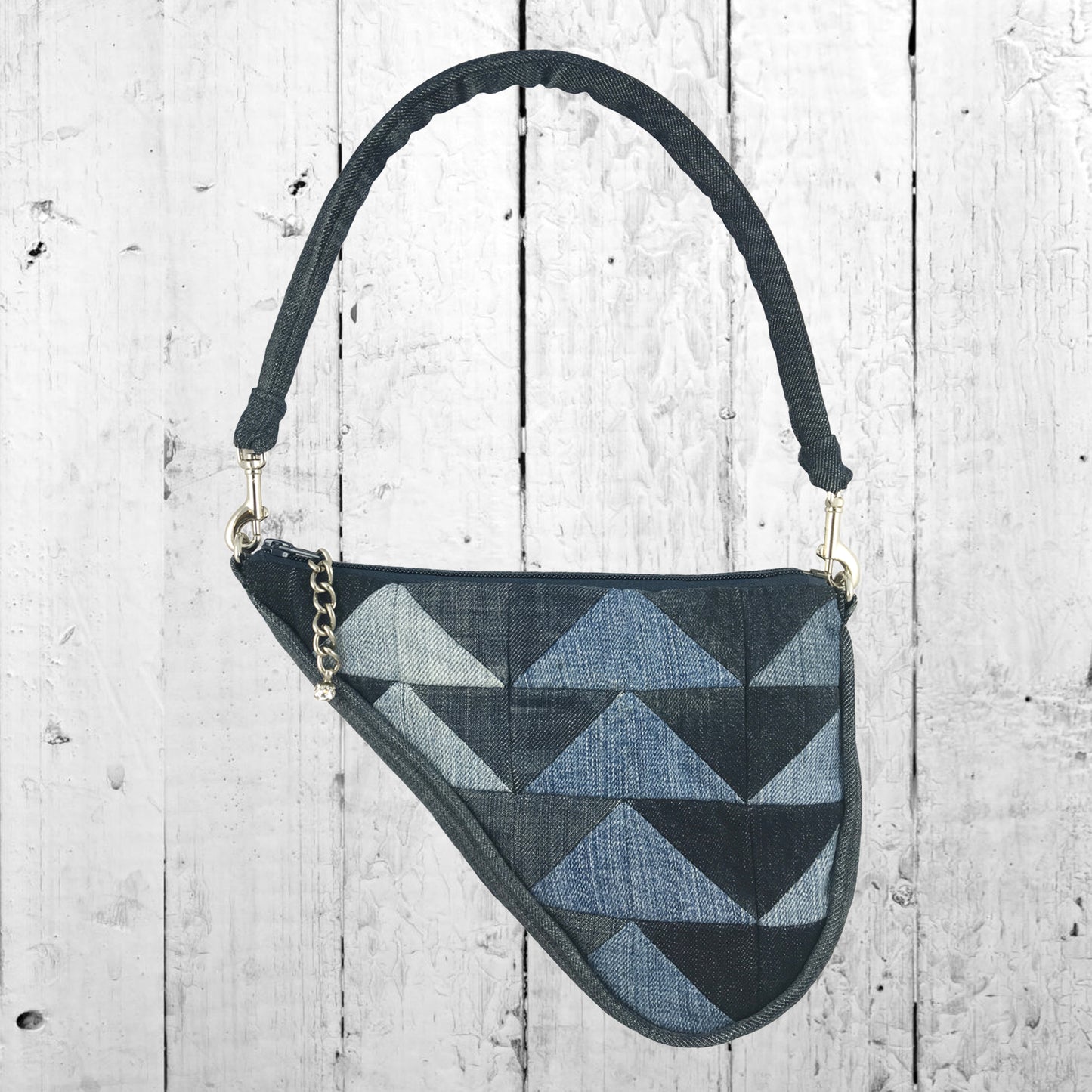 Denim Patchwork Clutch, Vintage Wash