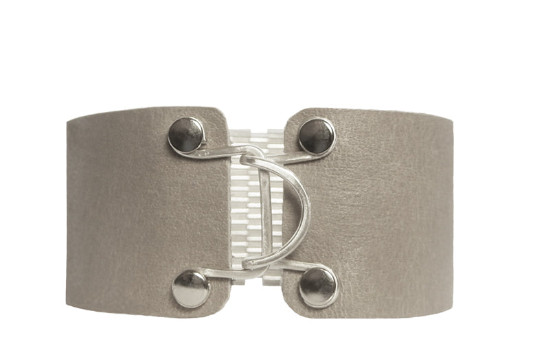 1" Wide Leather Cuffs with Sterling Silver Beaded Inlay