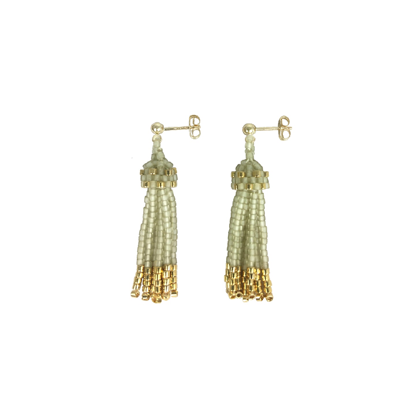 Mini Tassel Earrings in Oyster with 24K Gold