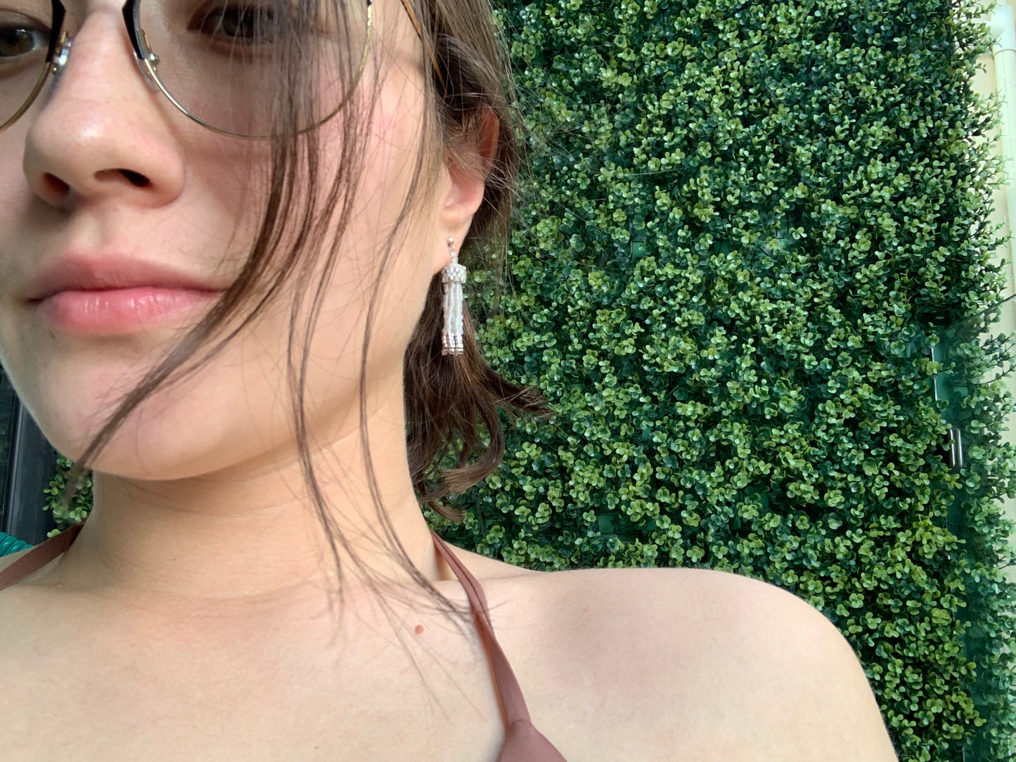 Mini Tassel Earrings in Ghost Grey with Palladium