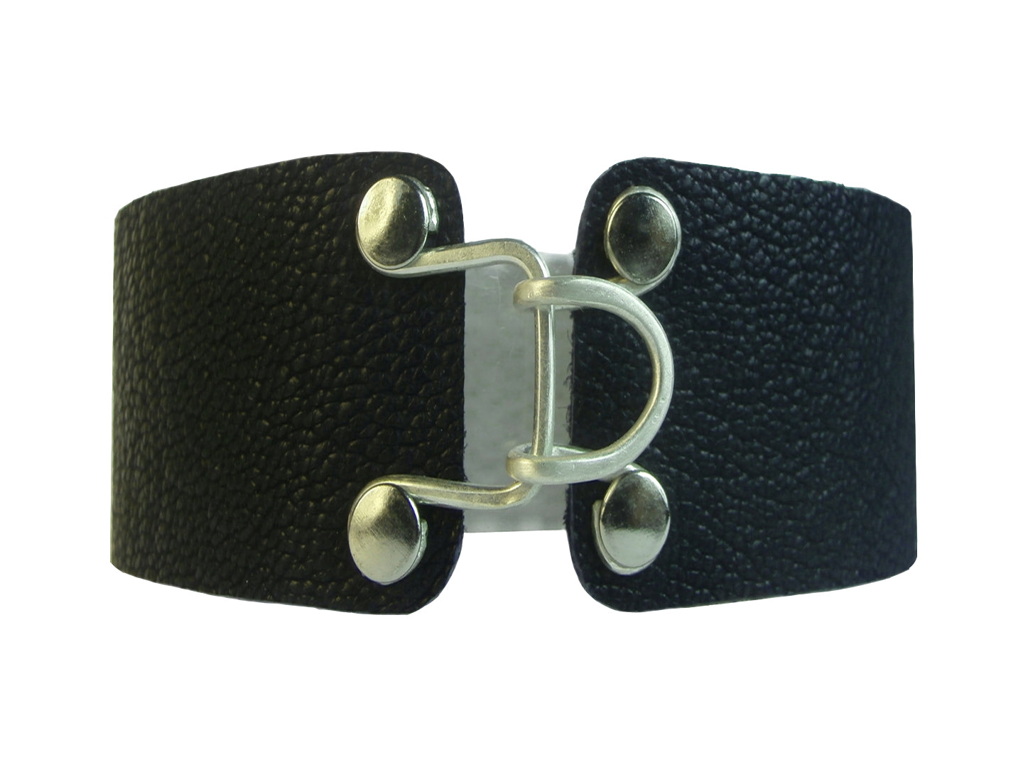 1" Wide Leather Cuffs with Sterling Silver Beaded Inlay