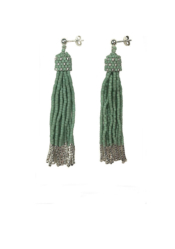 Medium Tassel Earrings with Sterling Silver