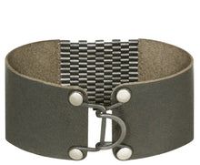 Load image into Gallery viewer, 1&quot; Wide Leather Cuffs with Patina Silver Beaded Inlay
