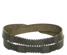 Load image into Gallery viewer, Striped Patina Silver Wrap Cuff in &quot;Ash&quot; Leather

