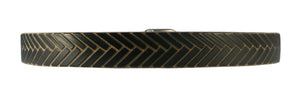 33" ~ "Black & Tan Hand-Carved "Herringbone" Leather Belt