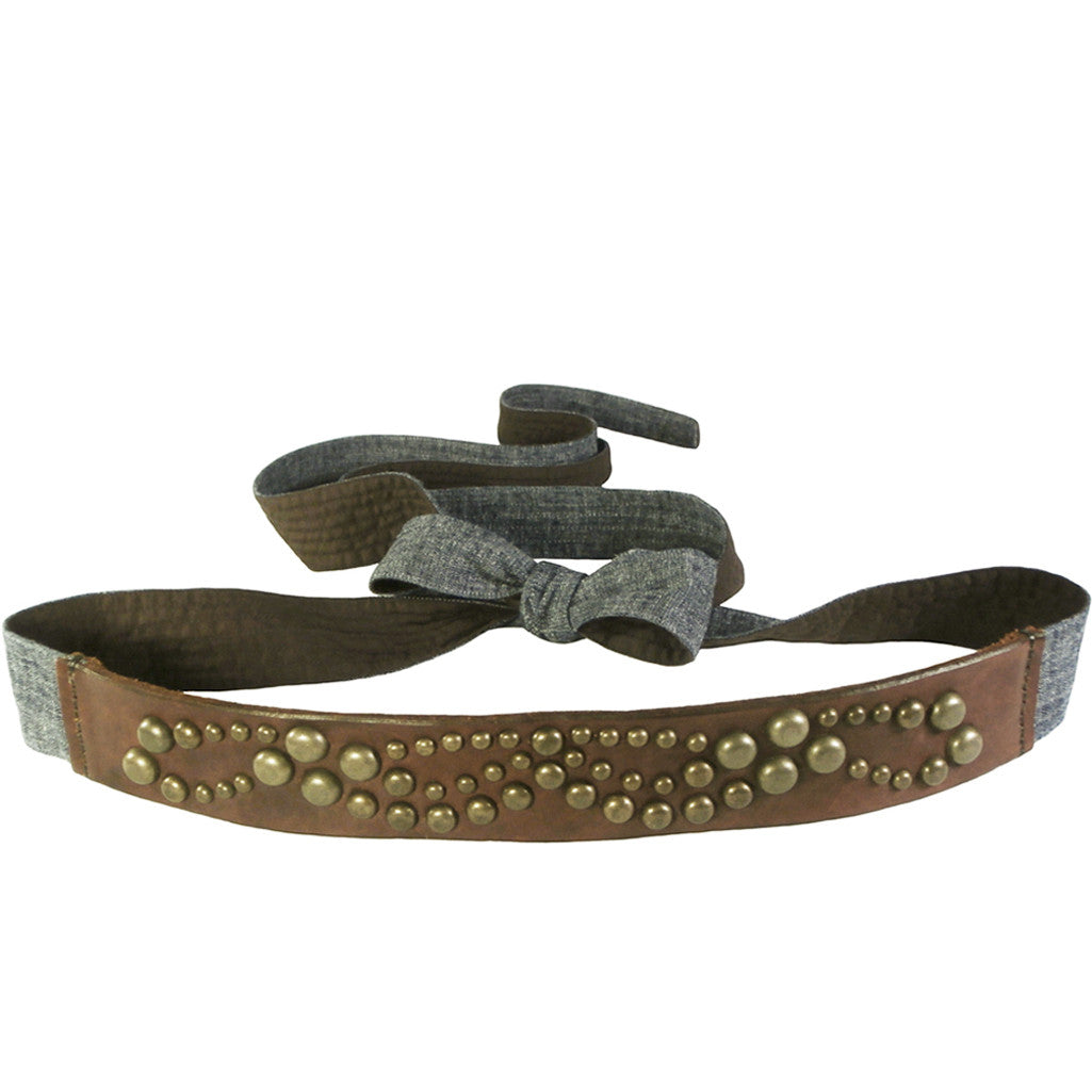 "Canyon Tan" Deco Stud Panel Wrap Belt