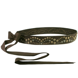 "Dark Brown" Deco Studs Wrap Belt