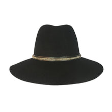 Load image into Gallery viewer, Gold &amp; Gunmetal Skinny Hat Band, Black Wool Fedora
