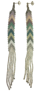 Long Skinny Chevron Fringe, Pastels with Sterling Silver