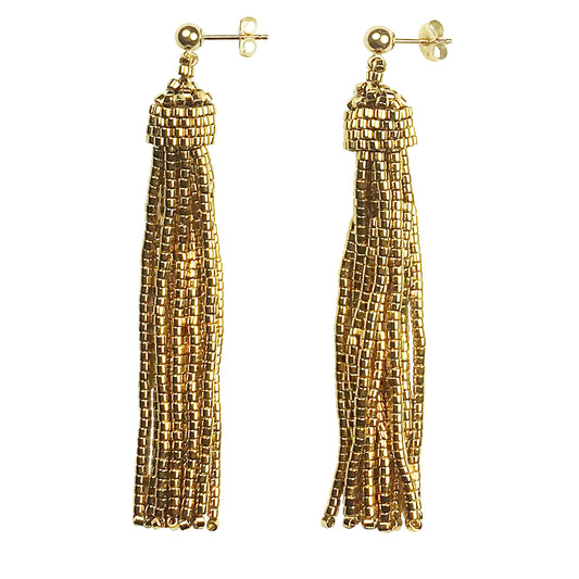 Medium Tassel Earrings in 24K Gold