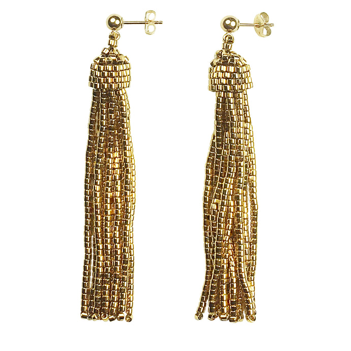 Medium Tassel Earrings in 24K Gold
