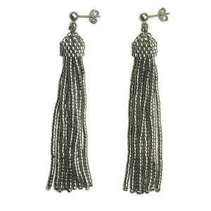 Medium Tassel Earrings in Palladium