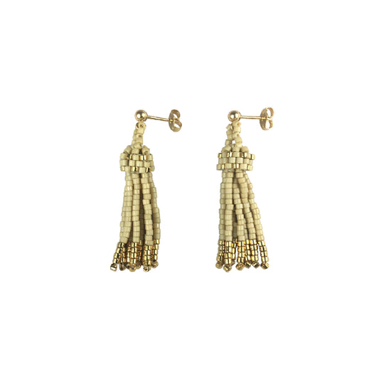Mini Tassel Earrings in Moth with 24K Gold