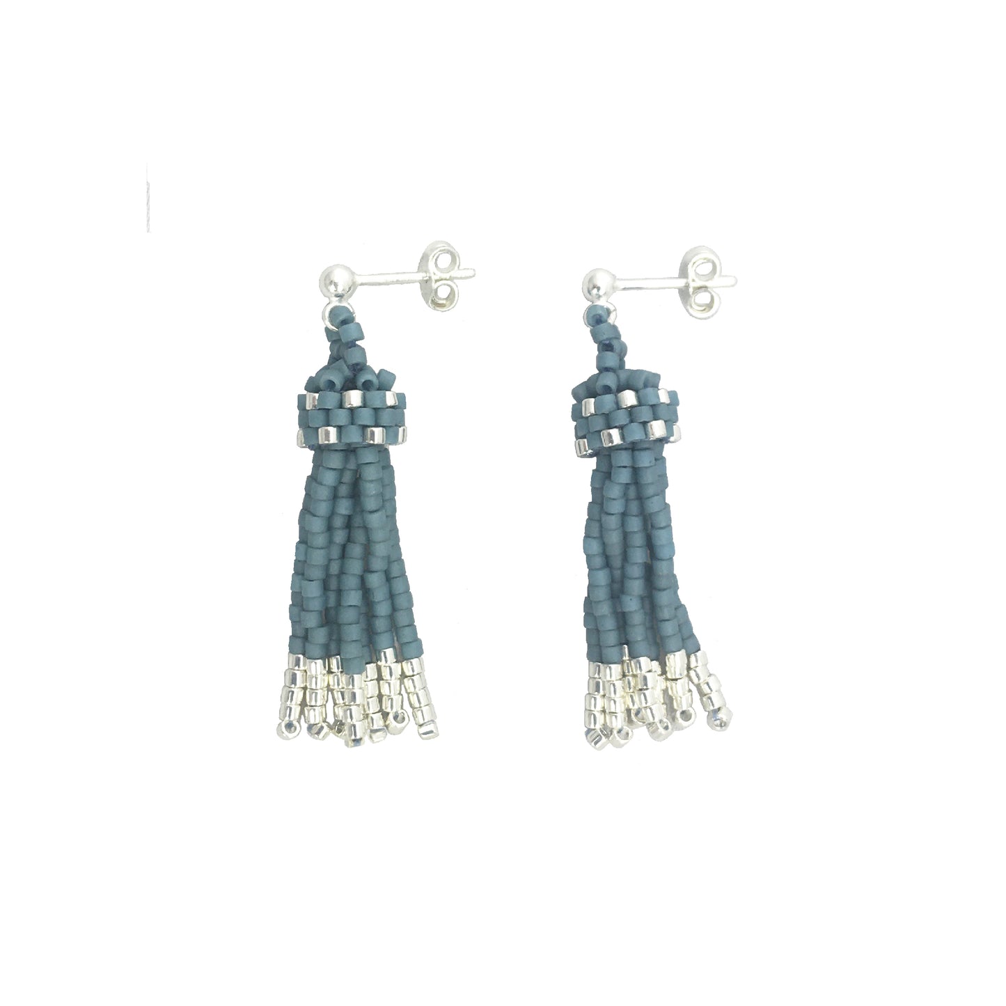 Mini Tassel Earrings with Silver, Palladium