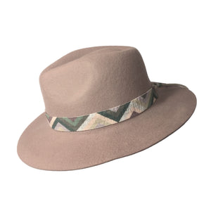 Zigzag Hat Band, Dove Grey Wool Fedora