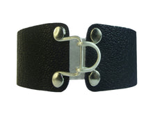 Load image into Gallery viewer, 1&quot; Wide Leather Cuffs with Sterling Silver Beaded Inlay
