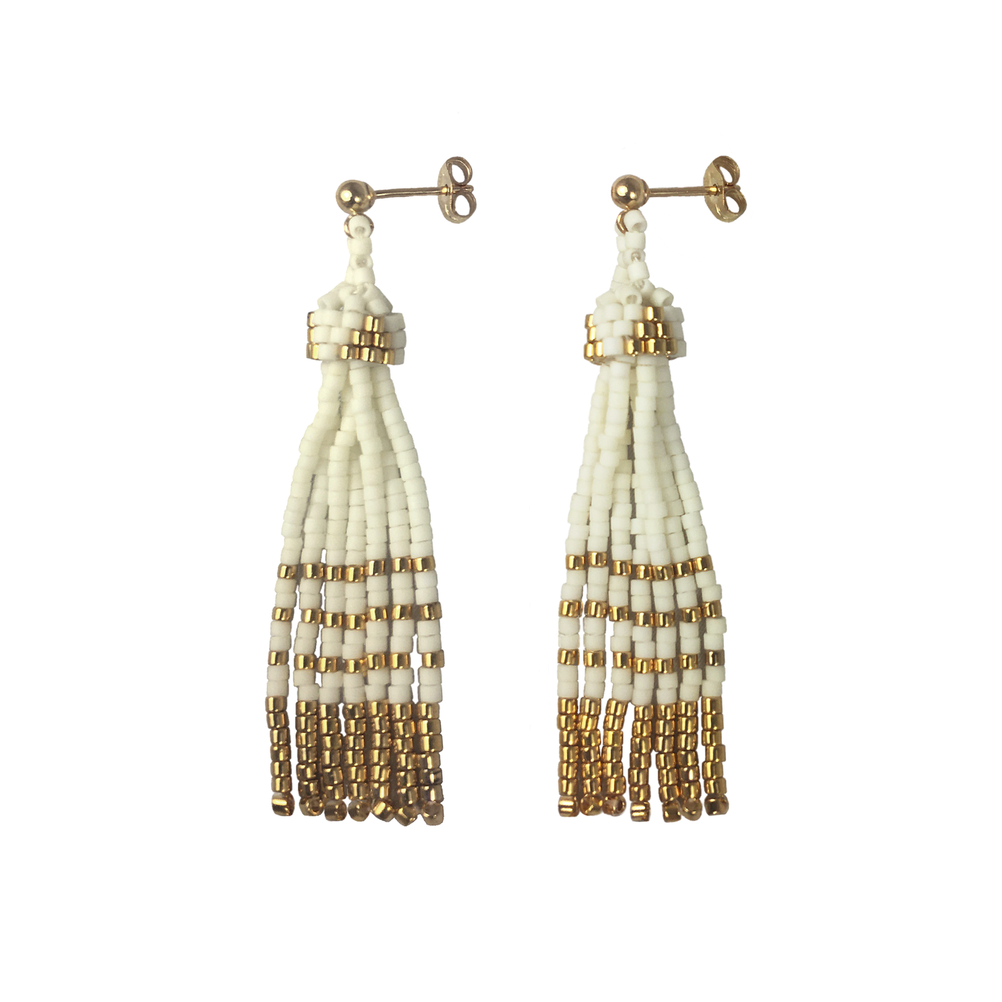 Pyramid Tassel Earrings with 24K Gold