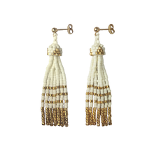 Load image into Gallery viewer, Pyramid Tassel Earrings with 24K Gold
