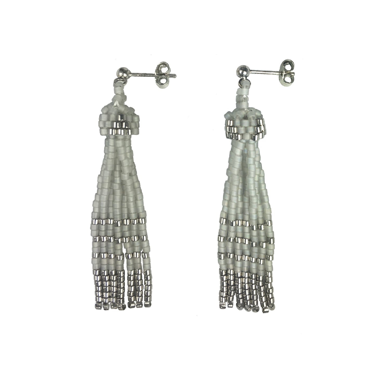 Pyramid Tassel Earrings with Palladium