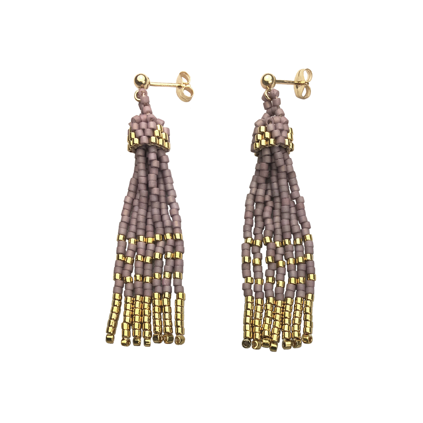 Pyramid Tassel Earrings with 24K Gold