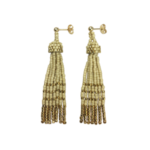 Pyramid Tassel Earrings with 24K Gold