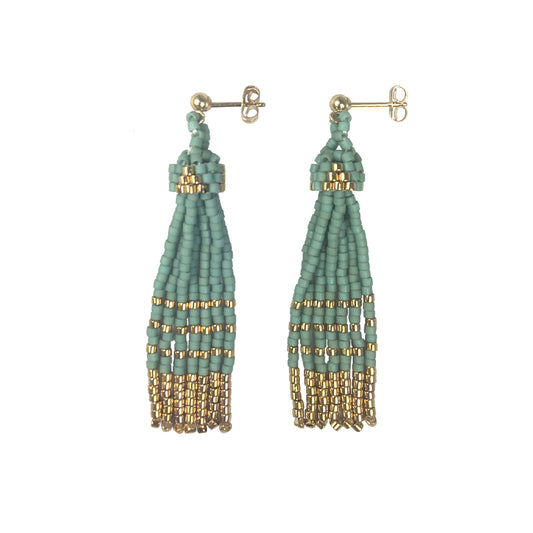 Pyramid Tassel Earrings with 24K Gold