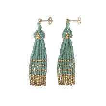 Load image into Gallery viewer, Pyramid Tassel Earrings with 24K Gold
