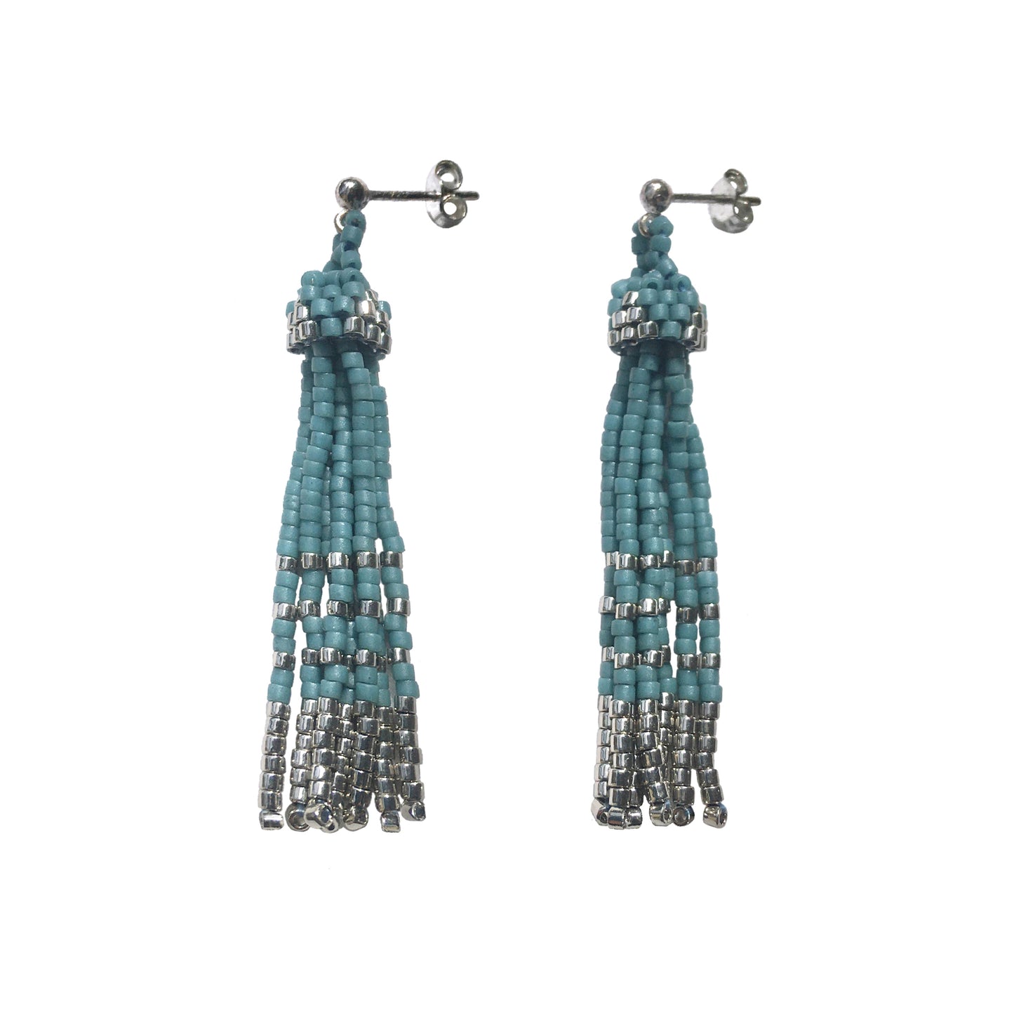 Pyramid Tassel Earrings with Palladium