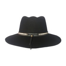 Load image into Gallery viewer, Silver Stripe Skinny Hat Band, Black Wool Fedora

