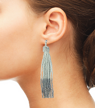 Load image into Gallery viewer, Super Long Tassel Earrings, Ghost Grey with Palladium
